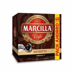 Café ristretto en cápsulas Marcilla compatible con Nespresso 40 unidades de 5,2 g.