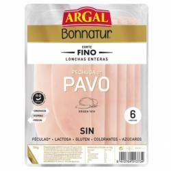 Pechuga de pavo lonchas finas y enteras Argal Bonnatur sin gluten sin lactosa 130 g.