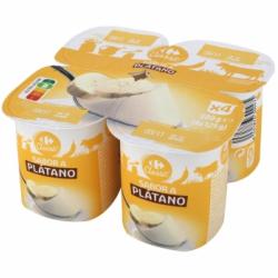 Yogur de plátano Carrefour Classic' pack de 4 unidades de 125 g.