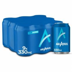 Aquarius sabor limón pack de 9 latas de 33 cl.