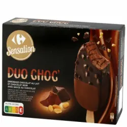 Bombón helado de chocolate Duo Choc Carrefour Sensation 4 ud.