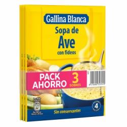 Sopa de ave con fideos Gallina Blanca pack de 3 sobres de 76 g.