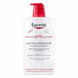 Loción hidratante ultraligera pH5 para pieles secas y sensibles Eucerin 1000 ml.