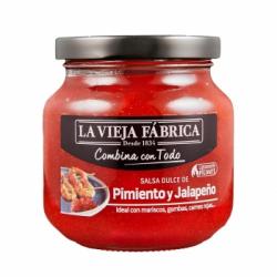 Salsa dulce de pimiento y jalapeños La Vieja Fábrica sin gluten tarro 290 g.