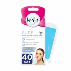 Bandas de cera depilatorias faciales Pure Veet 40 ud.