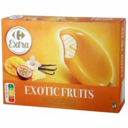 Bombón helado sabor vainilla recubierto de frutas exóticas Carrefour 4 ud.