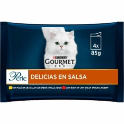 Comida húmeda de pollo para gato adulto Purina Gourmet Perle 4x85 g.