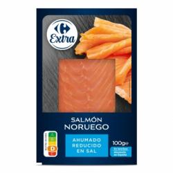 Salmón noruego ahumado reducido en sal Carrefour Extra 100 g.