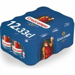 Cerveza Cruzcampo 0,0 sin alcohol pack de 12 latas de 33 cl.