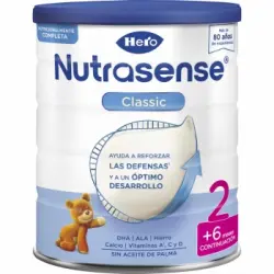 Leche infantil de continuación desde 6 meses en polvo classic 2 Hero Nutrasense 1 lata 800 g.