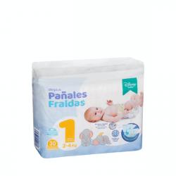 Pañales bebé talla 1 de 2-4 kg Deliplus Paquete 30 ud