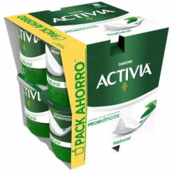 Bífidus natural Danone Activia pack de 8 unidades de 120 g.