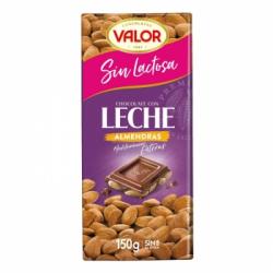 Chocolate con leche y almendras Valor sin gluten y sin lactosa 150 g.