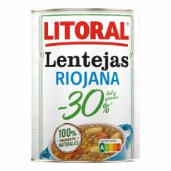 Lentejas a la riojana -30% sal y grasas Litoral sin gluten 425 g.