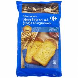 Pan tostado muy bajo en sal y bajo en azúcares Carrefour 270 g.