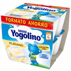 Postre lácteo de plátano desde 6 meses Nestlé Yogolino sin gluten sin aceite de palma pack de 8 unidades de 100 g.