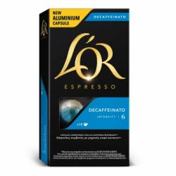 Café descafeinado en cápsulas L'Or Espresso compatible con Nespresso 10 unidades de 5,2 g.
