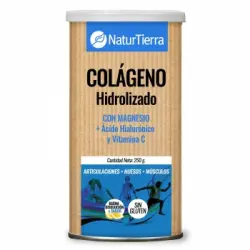 Colágeno hidrolizado con magnesio + Ácido hialurónico y vitamina C NaturTierra sin gluten 250 g.