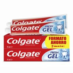 Dentífrico dientes fuertes y aliento fresco Fresh Gel Colgate pack de 2 unidades de 75 ml.