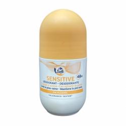 Desodorante roll-on sensitive avena 48h 0% alcohol Carrefour Soft 50 ml.