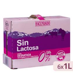 Leche desnatada sin lactosa Hacendado 6 bricks X 1 L