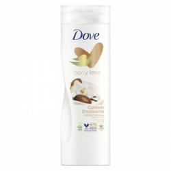 Loción corporal cuidado envolvente con manteca de karité para piel seca Dove 400 ml.