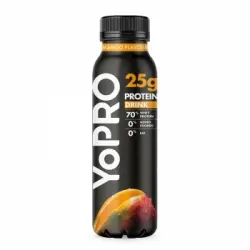 Postre lácteo de proteínas líquido desnatado sabor mango sin azúcar añadido Danone Yopro sin gluten 300 g.