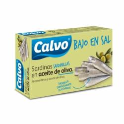 Sardinillas en aceite de oliva bajo en sal Calvo 60 g.