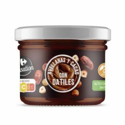 Crema de avellanas y cacao con dátiles Extra Carrefour sin gluten 200 g.