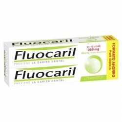 Dentífrico con flúor anti-caries sabor menta Bi-Fluoré 250 mg Fluocaril pack de 2 unidades de 150 ml.