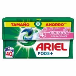 Detergente en cápsulas Todo En Uno Pods + frescor sensaciones Ariel 40 lavados.