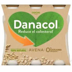 Leche fermentada líquida con avena sin azúcar añadido Danone Danacol pack de 6 unidades de 100 g.