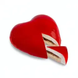 Tarta corazón relleno de nata y crema de avellana crujiente San Valentín Hacendado congelado Caja 0.32 kg