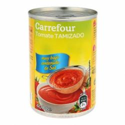 Tomate tamizado contenido bajo de sal Carrefour 400 g.