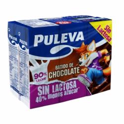 Batido de chocolate 40% menos azúcar Puleva sin gluten sin lactosa pack de 6 briks de 200 ml.
