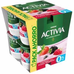 Bífidus desnatado cremoso de frutos silvestres Danone Activia pack de 8 unidades de 120 g.