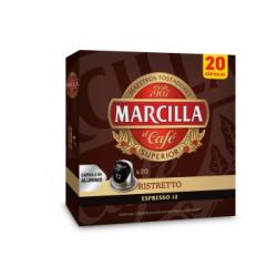 Café ristretto en cápsulas Marcilla compatible con Nespresso 20 unidades de 5,2 g.