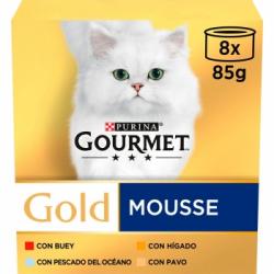 Comida húmeda mousse surtido para gato adulto Purina Gourmet Gold 8x85 g