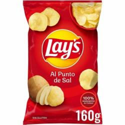 Patatas fritas al punto de sal Lay's sin gluten y sin lactosa 160 g.