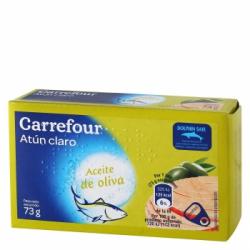 Atún claro en aceite de oliva Carrefour 73 g.