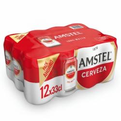 Cerveza Amstel pack de 12 latas de 33 cl.