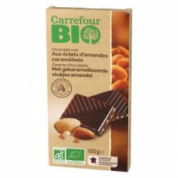 Chocolate negro con almendras caramelizadas ecológico Carrefour Bio 100 g.