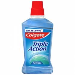 Enjuague bucal combate las bacterias aliento fresco Triple Action Colgate 500 ml.