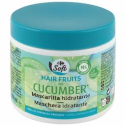 Mascarilla capilar hidratante con pepino para cabellos normales y apagados Hair Fruits Carrefour Soft 400 ml.