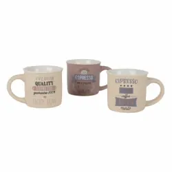 Set de 3 Tazas de Porcelana Vintage Expresso 100 ml - Marrón