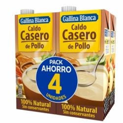 Caldo casero de pollo Gallina Blanca sin gluten pack de 4 brik de 1 l.