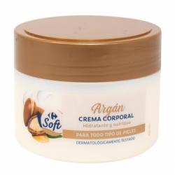 Crema hidratante corporal con argán Carrefour Soft 250 ml.