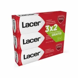 Dentífrico antiplaca y anticaries de uso diario con flúor Lacer pack de 3 unidades de 75 ml.