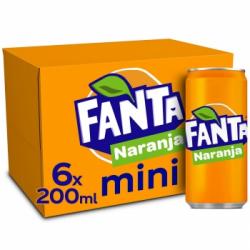 Fanta de naranja mini pack 6 latas 20 cl.
