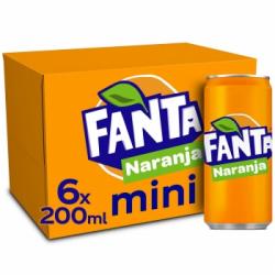 Fanta de naranja mini pack 6 latas 20 cl.